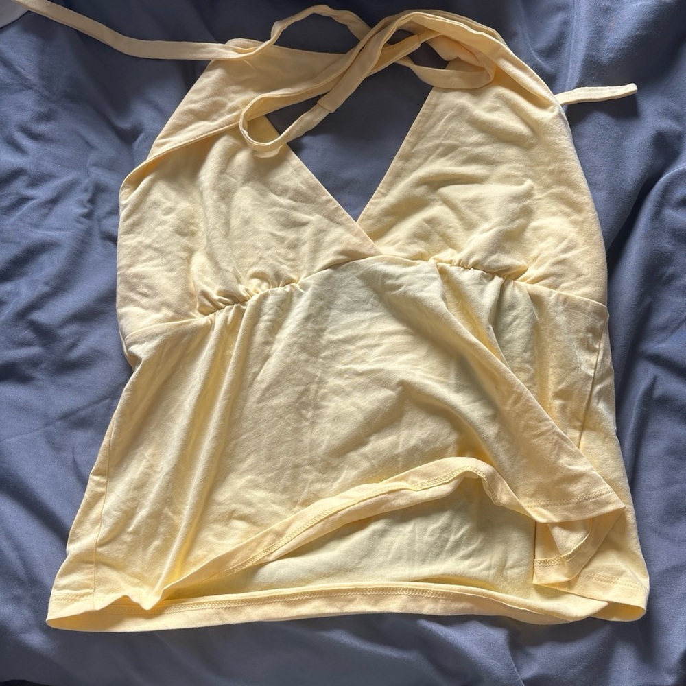 wild fable Pale Yellow Halter Tank Top